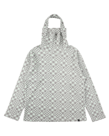 GINGHAM L/S WAFFLE HEAD STRAP THERMAL SKY BLUE