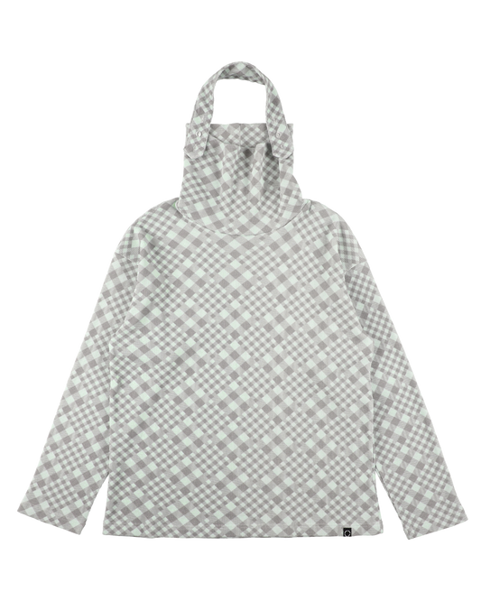 GINGHAM L/S WAFFLE HEAD STRAP THERMAL SKY BLUE