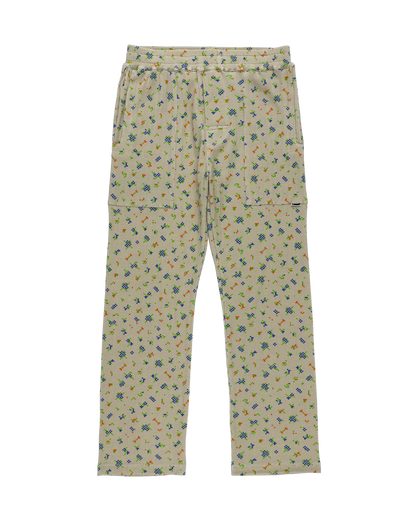 FLOWER WAFFLE PANTS BEIGE