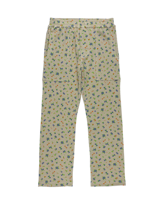 FLOWER WAFFLE PANTS BEIGE