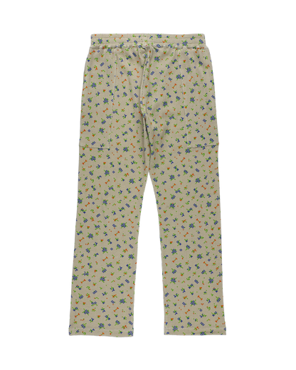 FLOWER WAFFLE PANTS BEIGE