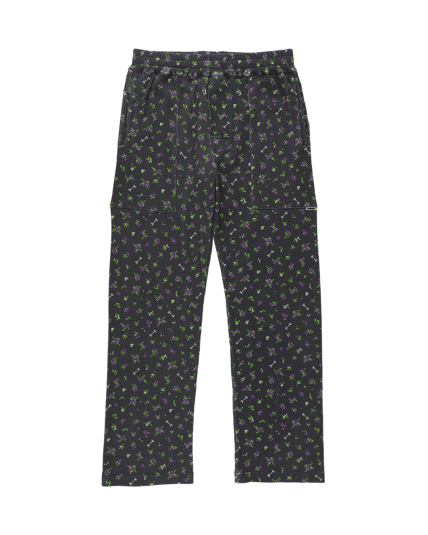 FLOWER WAFFLE PANTS BLACK