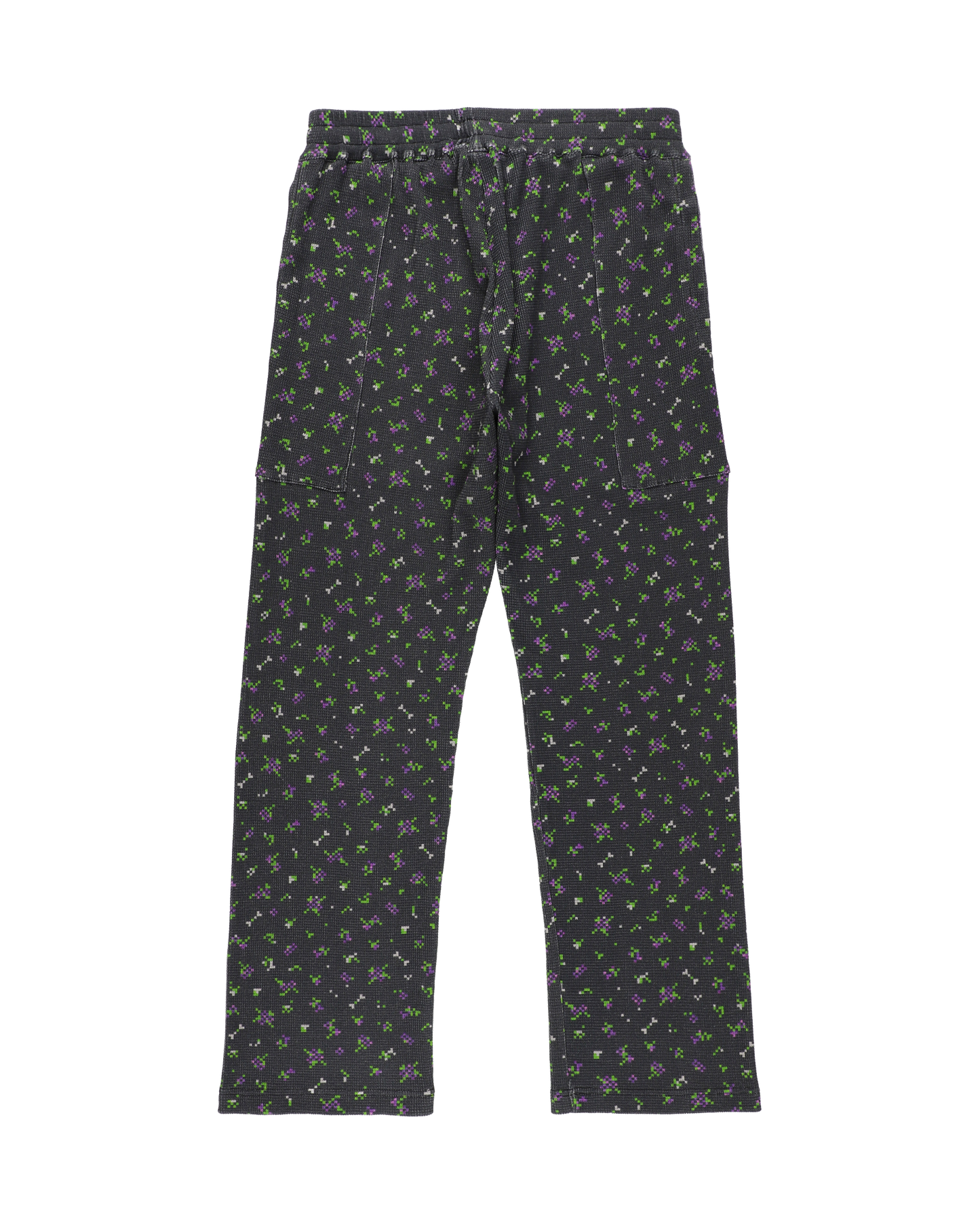 FLOWER WAFFLE PANTS BLACK