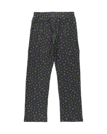 FLOWER WAFFLE PANTS BLACK