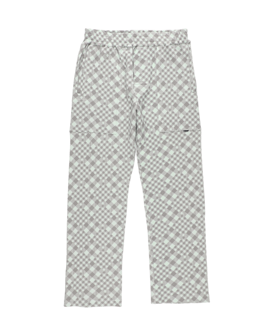GINGHAM WAFFLE PANTS SKY GREY