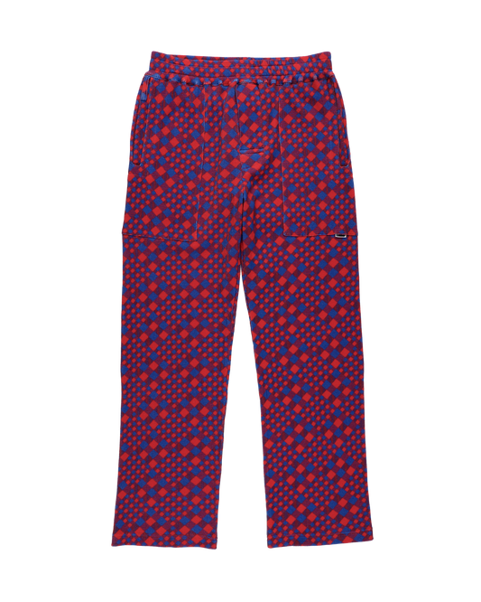 GINGHAM WAFFLE PANTS RED BLUE