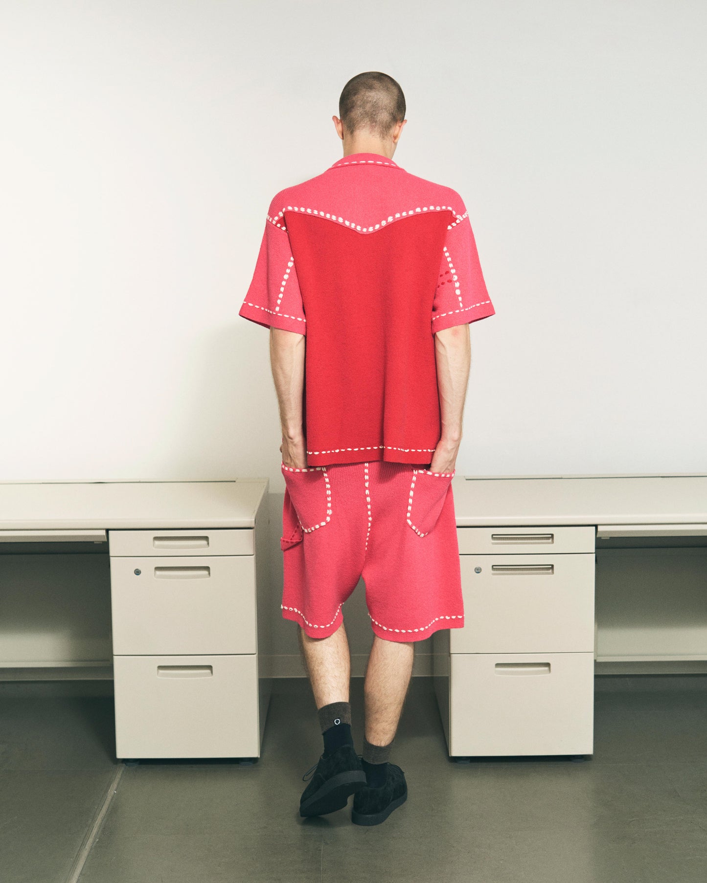 SUMMER PG1 DOUBLE KNEE SHORTS RED x PINK