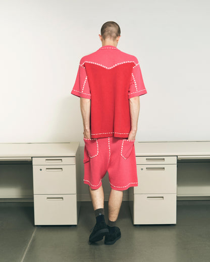 SUMMER PG1 DOUBLE KNEE SHORTS RED x PINK