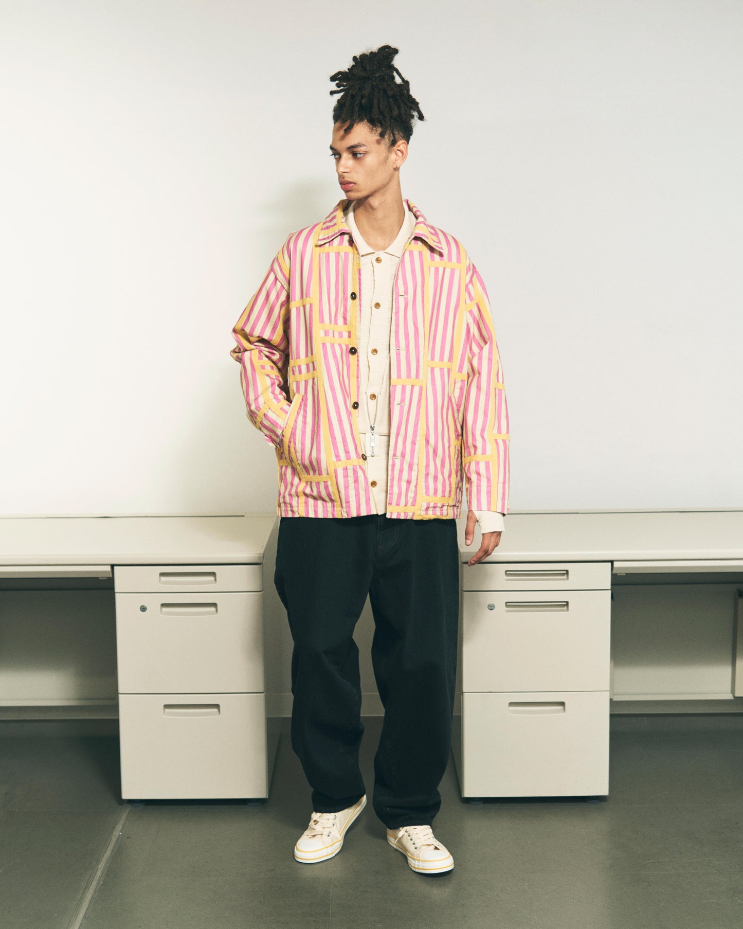 TRIM PATTERN JACKET PINK STRIPE