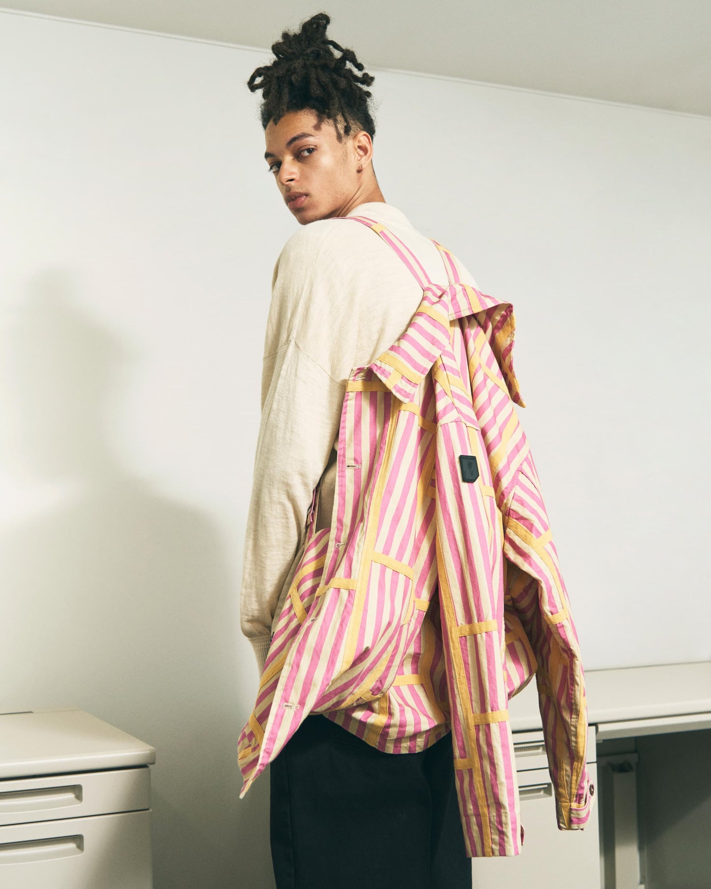 TRIM PATTERN JACKET PINK STRIPE