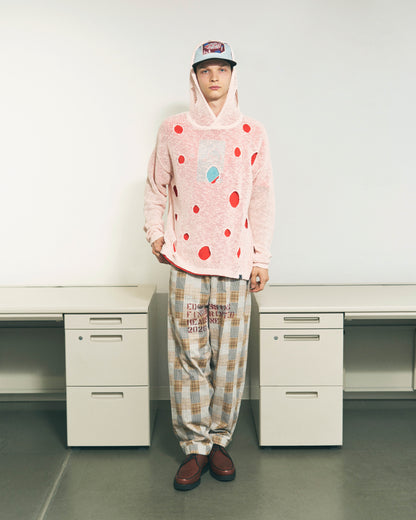 HOLE KNIT HOODIE LIGHT PINK