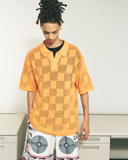 CHECKER WEB SKIPPER POLO BROWN