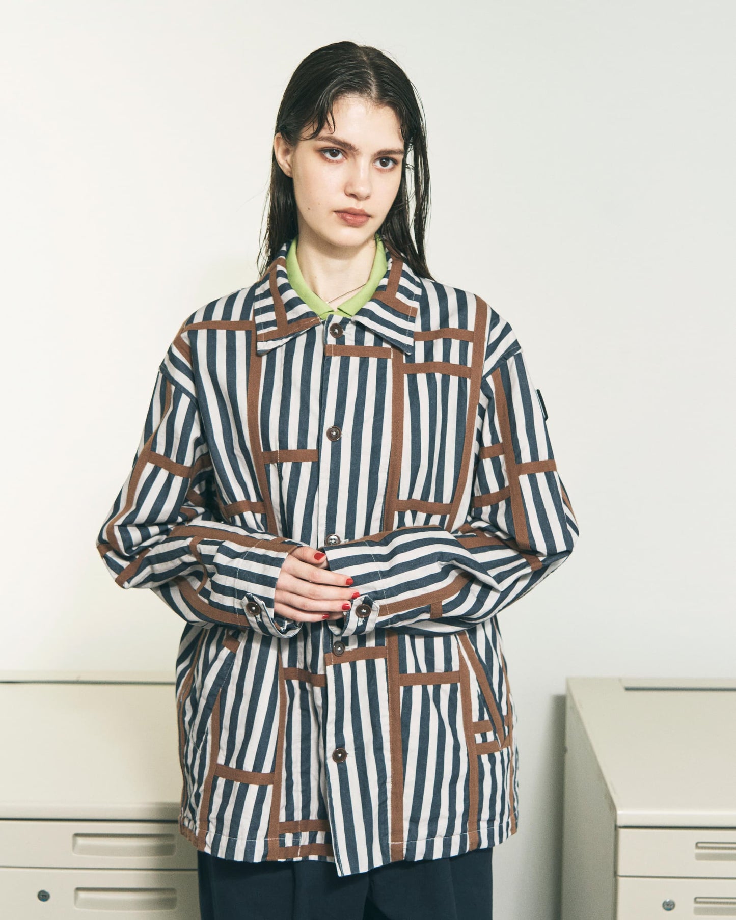 TRIM PATTERN JACKET PINK STRIPE