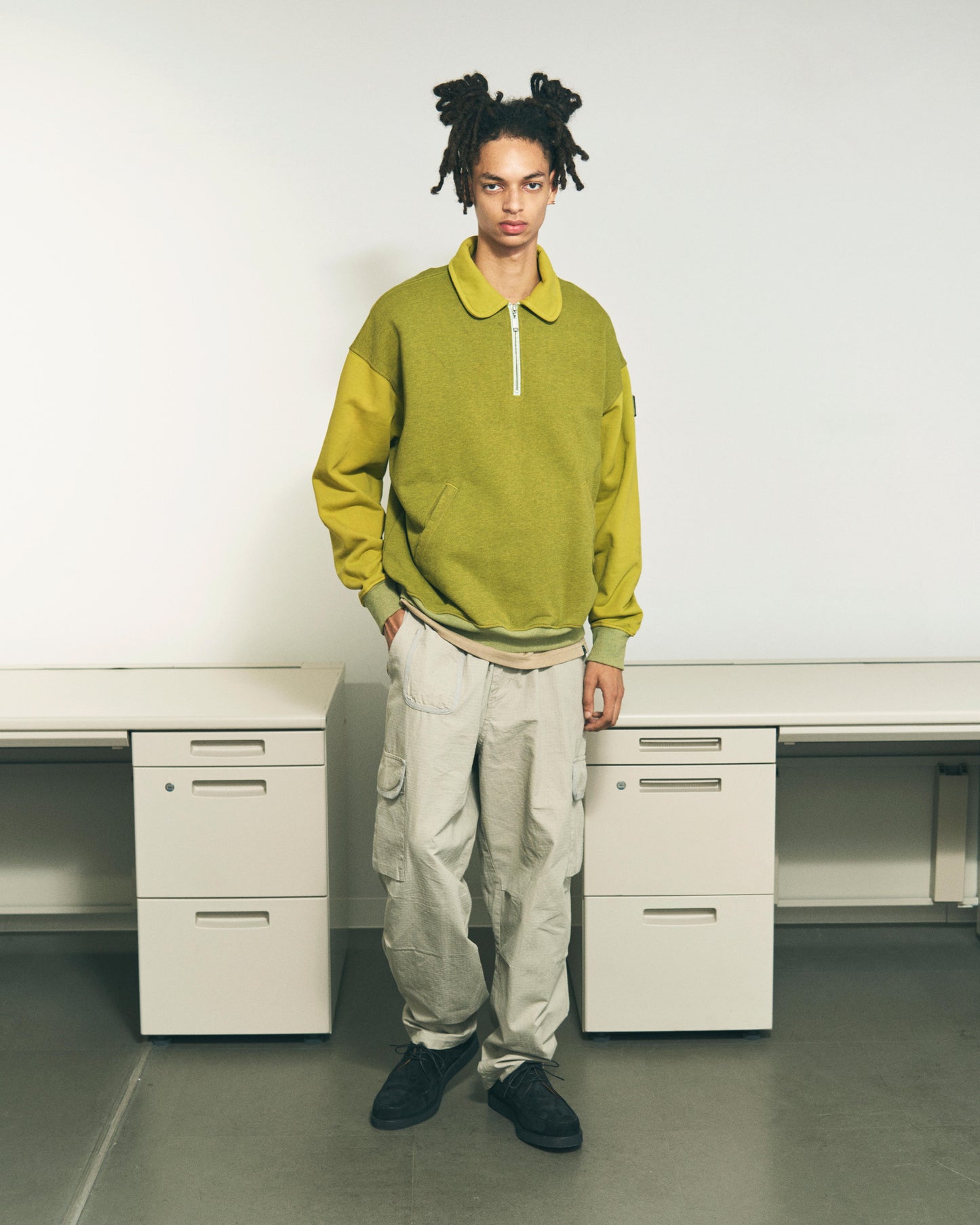 HALF-ZIP COLLAR SWEATSHIRT DYED HEATHER RED