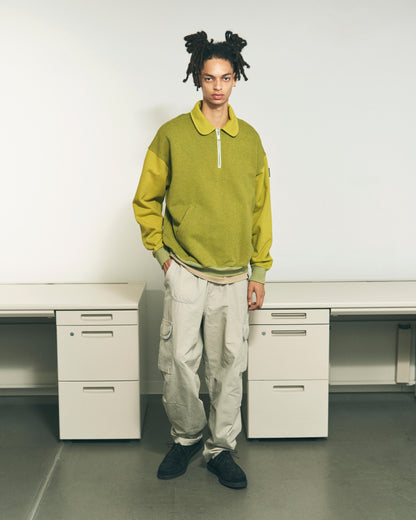 HALF-ZIP COLLAR SWEATSHIRT DYED HEATHER RED