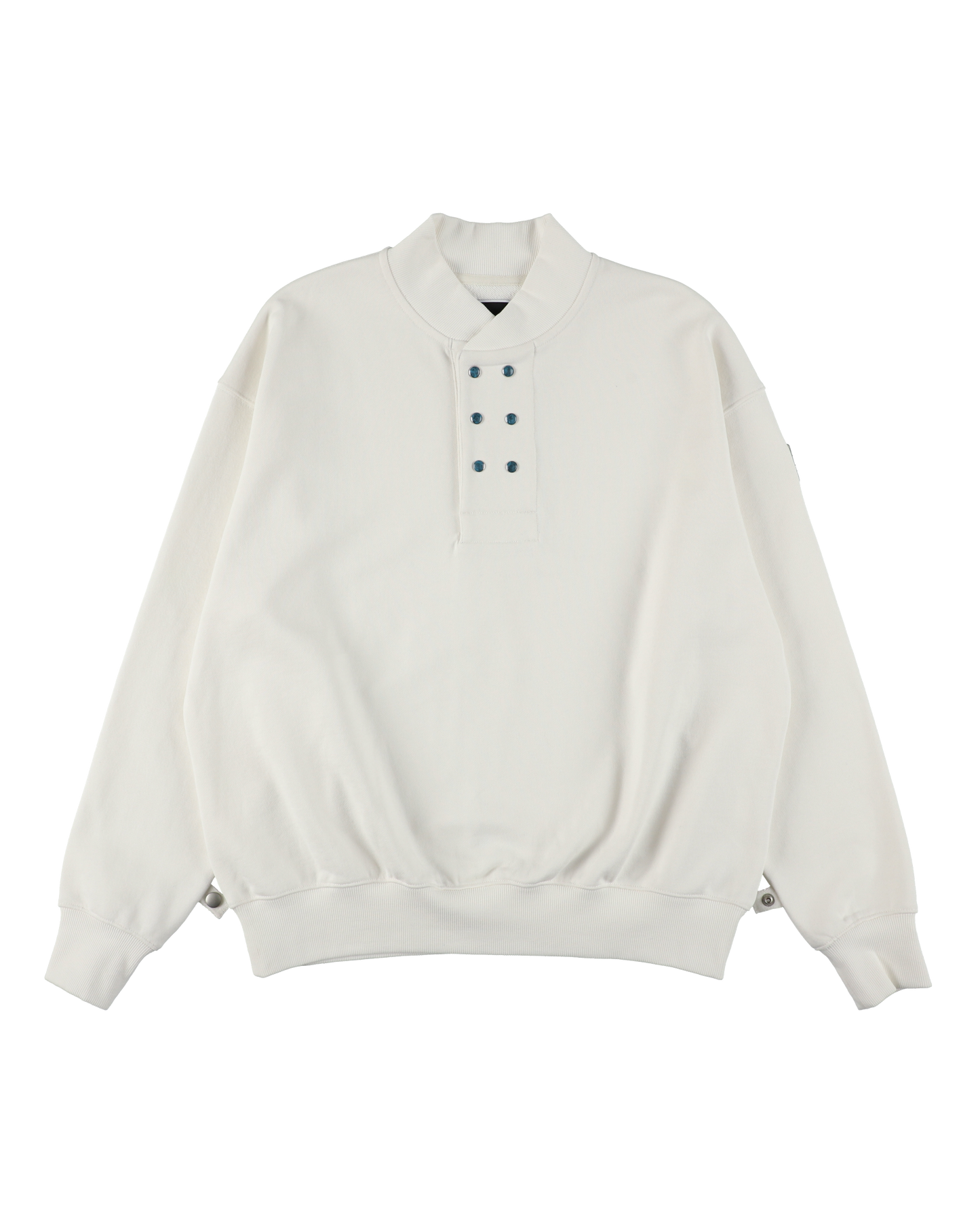 DOUBLE HENLEY STONE SNAP SWEATSHIRT WHITE