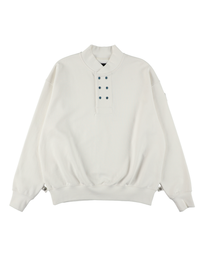 DOUBLE HENLEY STONE SNAP SWEATSHIRT WHITE
