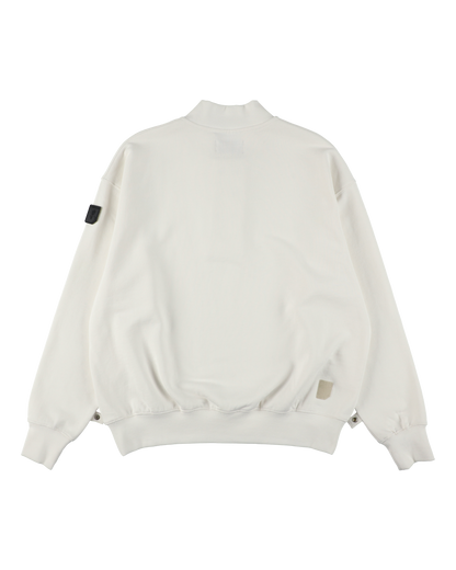 DOUBLE HENLEY STONE SNAP SWEATSHIRT WHITE