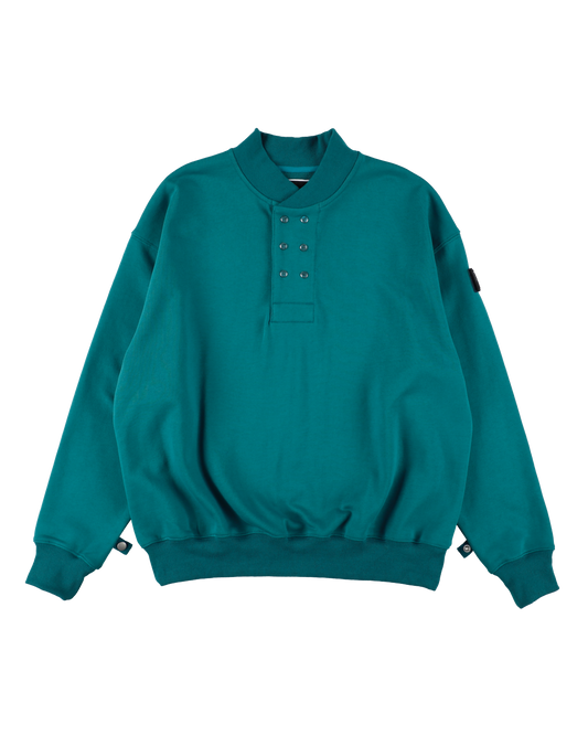 DOUBLE HENLEY STONE SNAP SWEATSHIRT MARINE GREEN