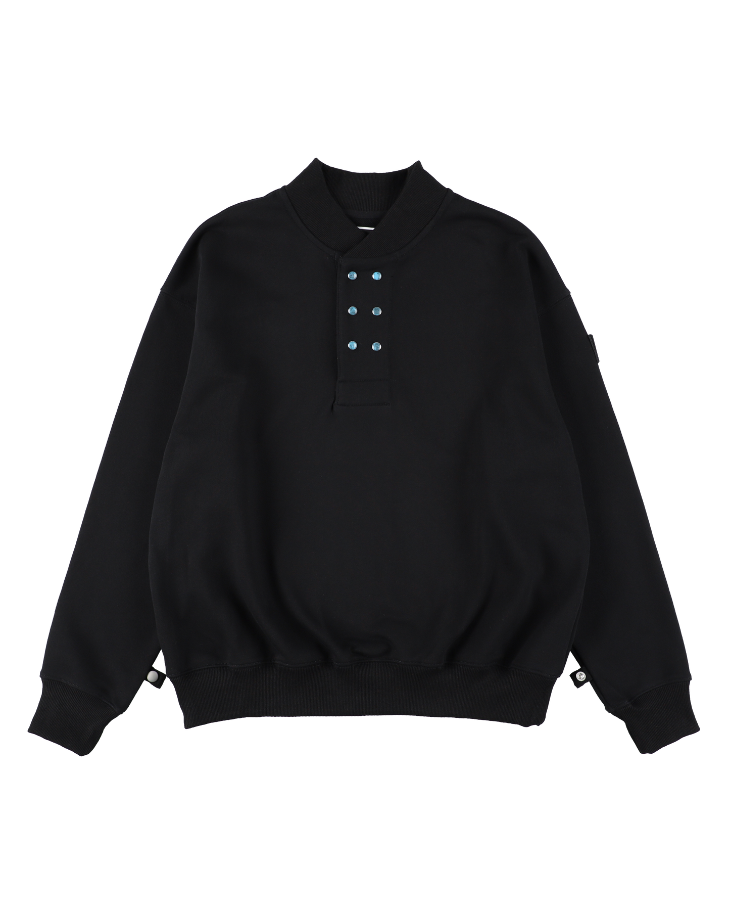 DOUBLE HENLEY STONE SNAP SWEATSHIRT BLACK