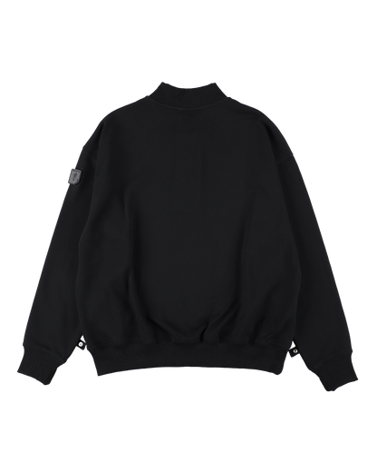 DOUBLE HENLEY STONE SNAP SWEATSHIRT BLACK