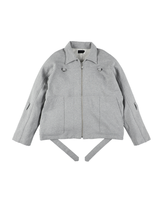 FRENCH TERRY ZIP RUN JACKET HEATHER GREY