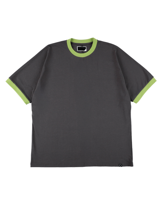 MONO SEAM RINGER T-SHIRT CHARCOAL x PISTACHIO