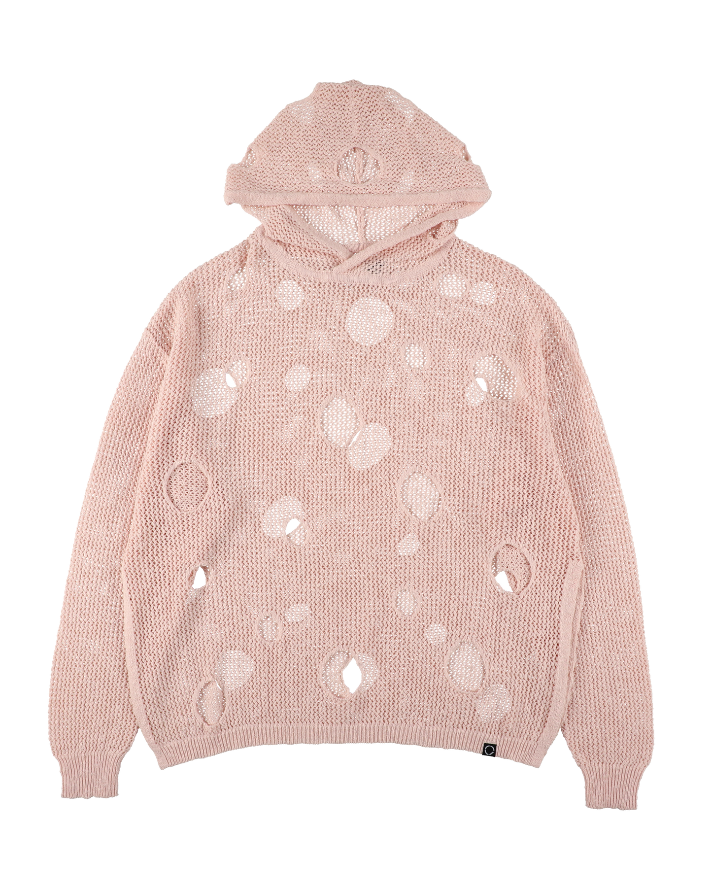 HOLE KNIT HOODIE LIGHT PINK