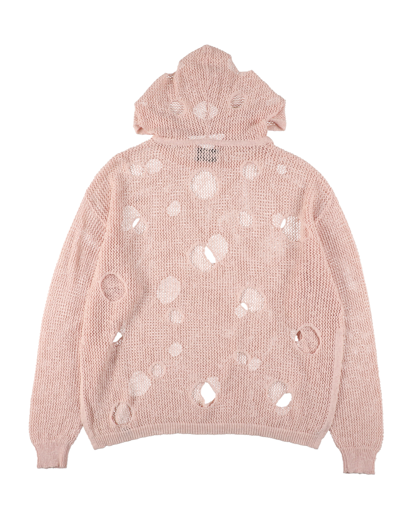 HOLE KNIT HOODIE LIGHT PINK