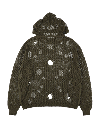 HOLE KNIT HOODIE OLIVE DRAB