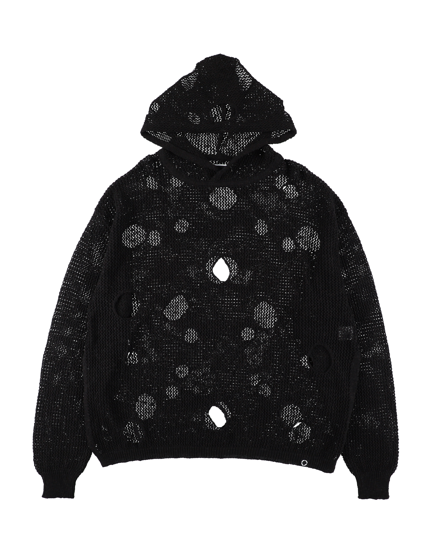 HOLE KNIT HOODIE BLACK