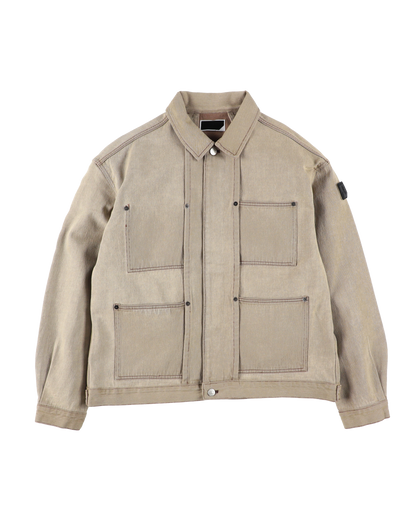 DENIM RIVET CHORE JACKET BEIGE