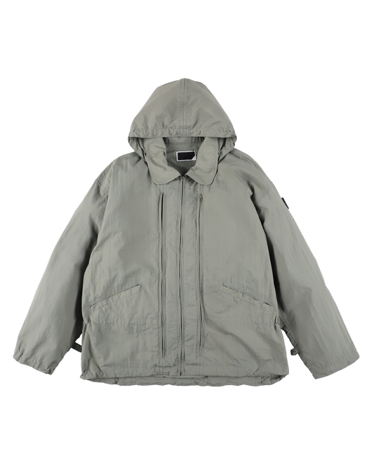 CRUSHED NYLON FULL PACK JACKET GREY