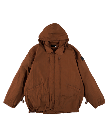 CRUSHED NYLON FULL PACK JACKET BROWN