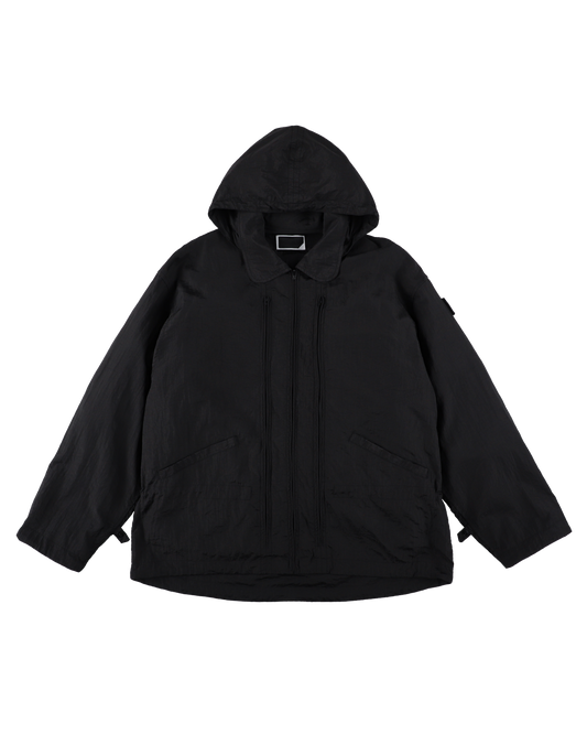 CRUSHED NYLON FULL PACK JACKET BLACK