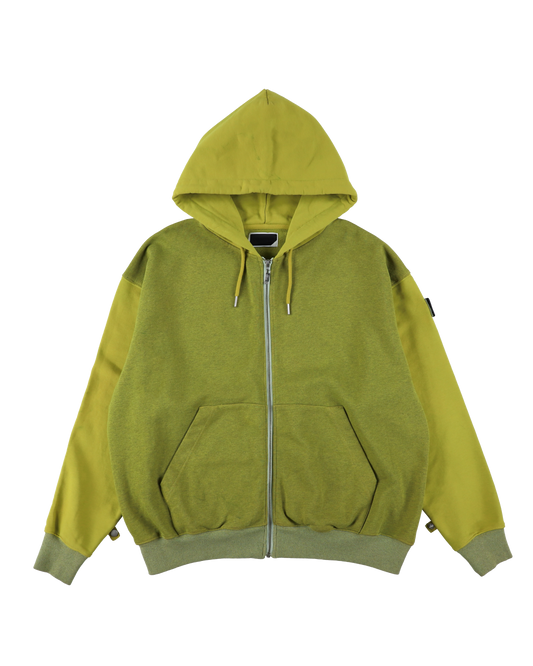 ZIP HOODIE DYED HEATHER LIME GREEN