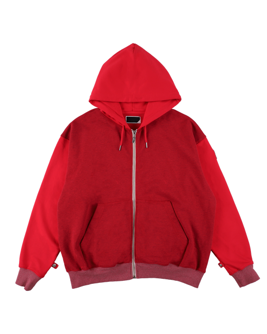 ZIP HOODIE DYED HEATHER RED
