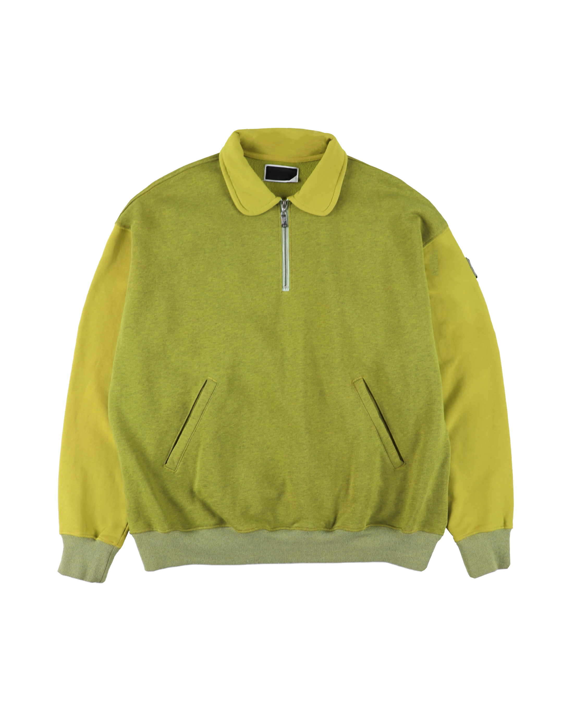 HALF-ZIP COLLAR SWEATSHIRT DYED HEATHER LIME GREEN – PHINGERIN