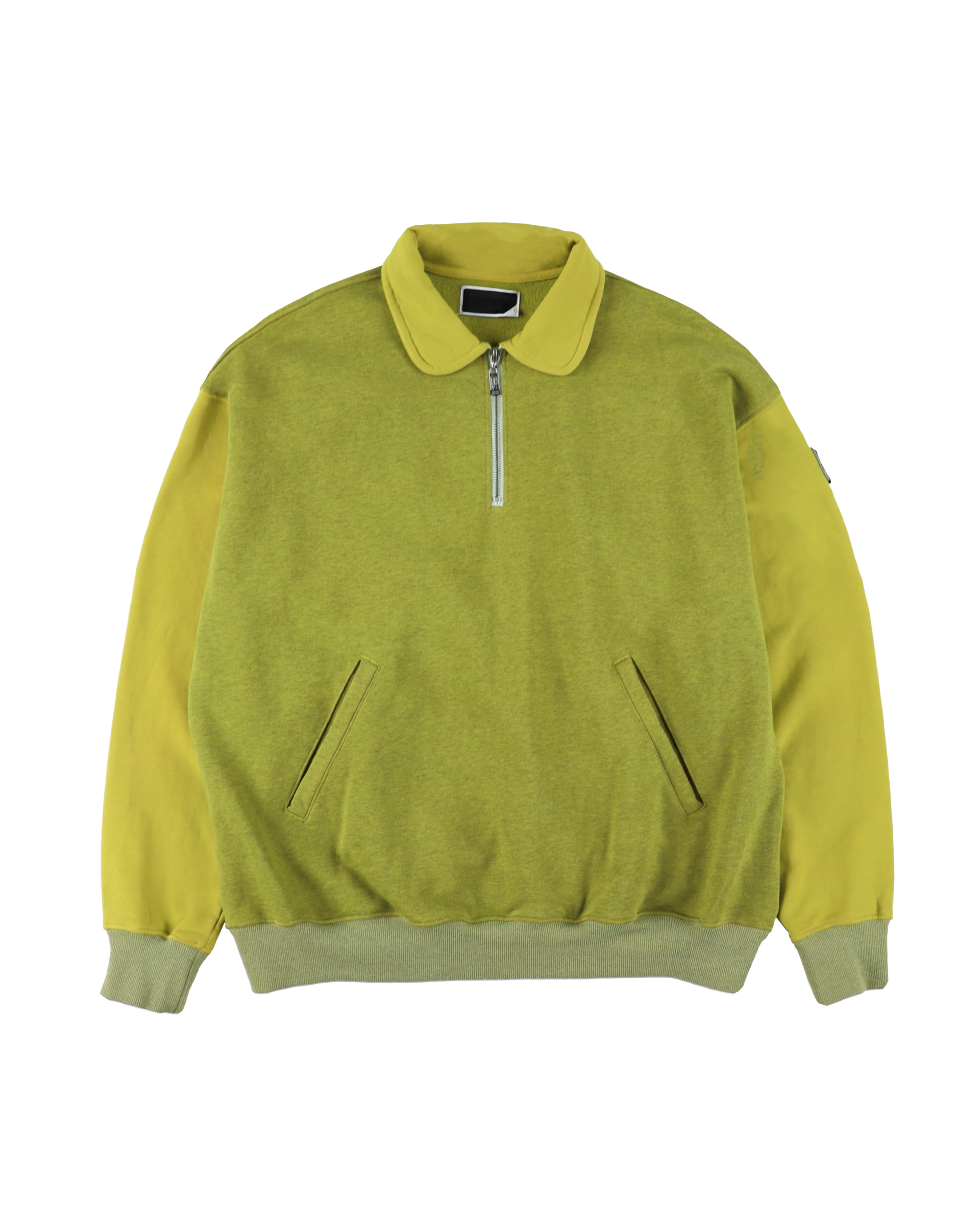 HALF-ZIP COLLAR SWEATSHIRT DYED HEATHER LIME GREEN – PHINGERIN