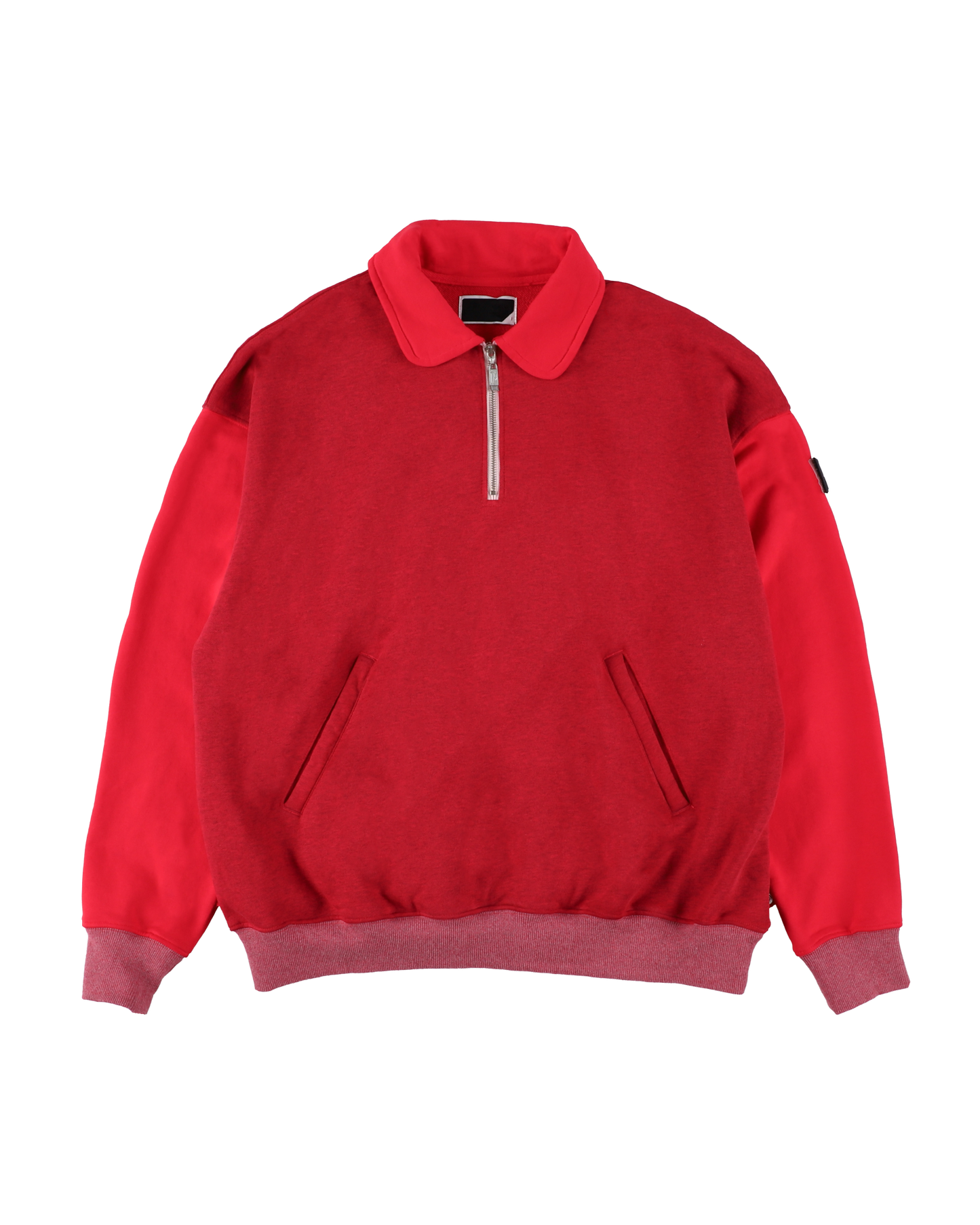 HALF-ZIP COLLAR SWEATSHIRT DYED HEATHER RED
