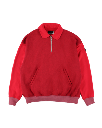 HALF-ZIP COLLAR SWEATSHIRT DYED HEATHER RED