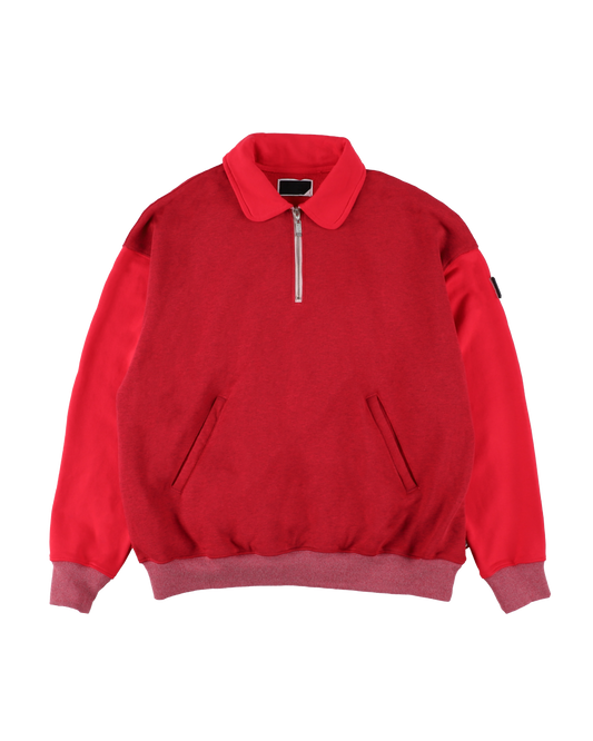 HALF-ZIP COLLAR SWEATSHIRT DYED HEATHER RED