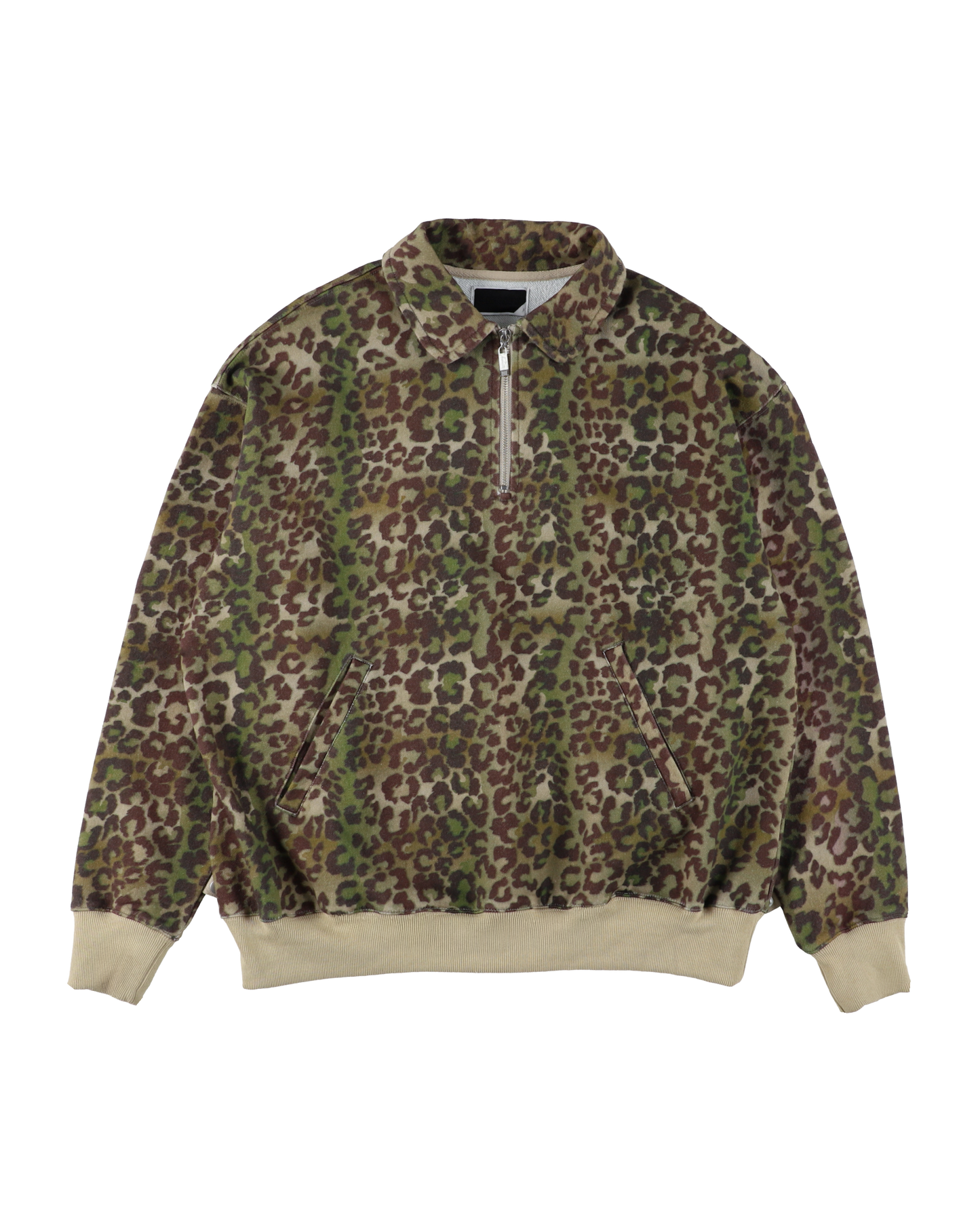 HALF-ZIP COLLAR SWEATSHIRT LEOPARD