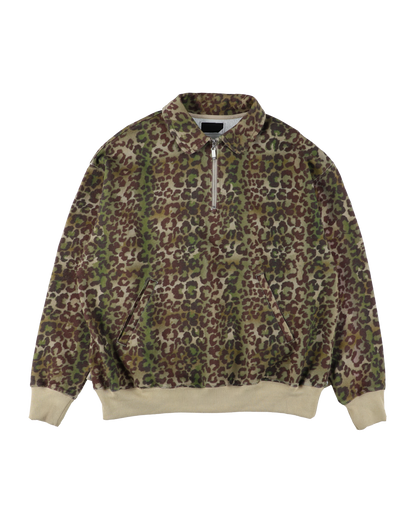 HALF-ZIP COLLAR SWEATSHIRT LEOPARD