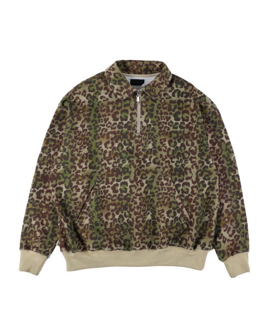HALF-ZIP COLLAR SWEATSHIRT LEOPARD