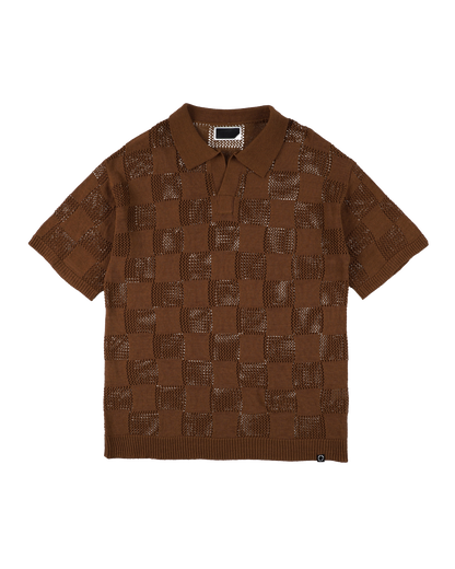 CHECKER WEB SKIPPER POLO BROWN