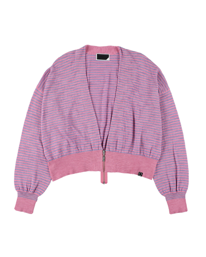 SLAB GAUZE KNIT BOLERO STRIPE PINK x PURPLE