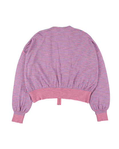 SLAB GAUZE KNIT BOLERO STRIPE PINK x PURPLE