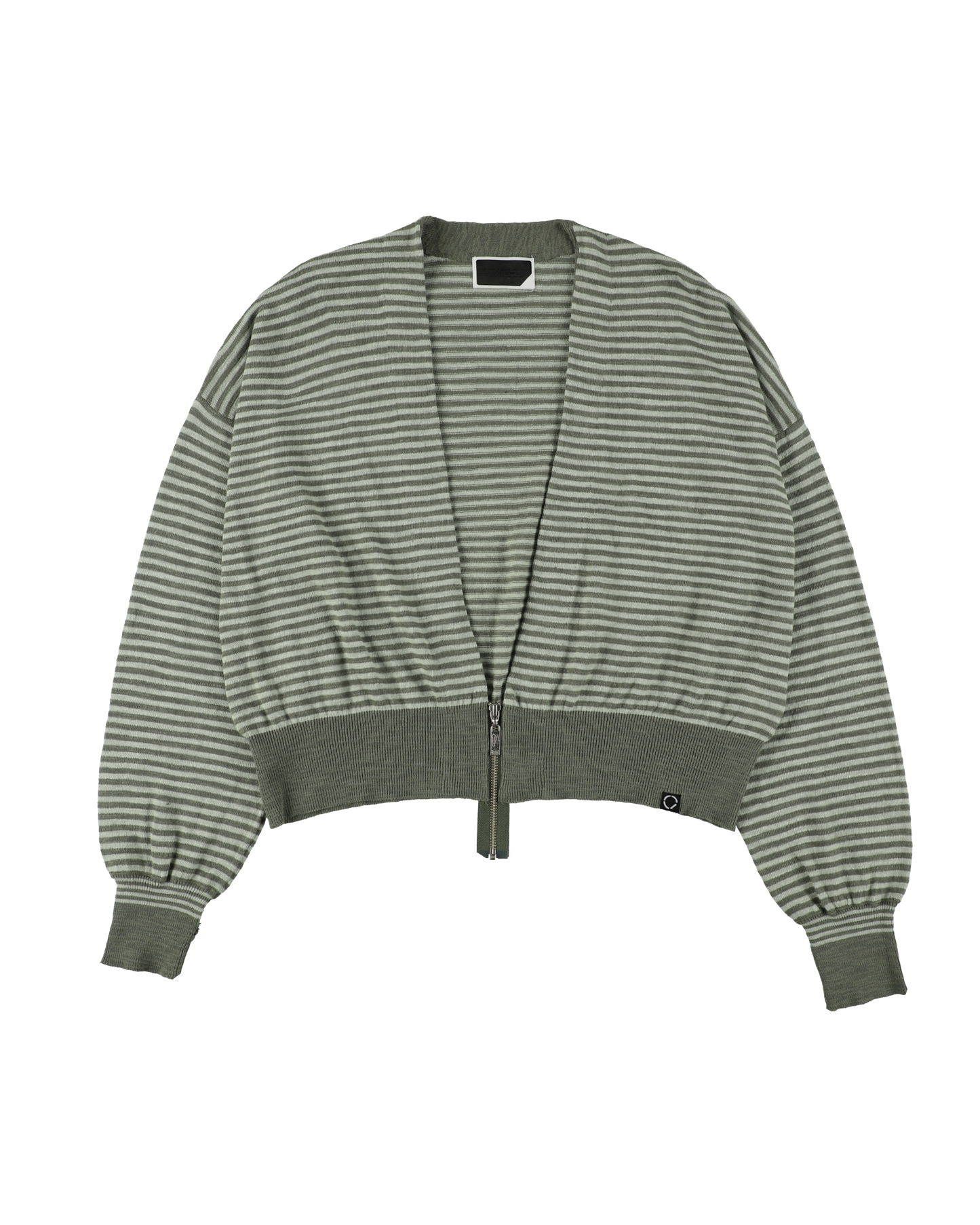 SLAB GAUZE KNIT BOLERO STRIPE MOSS GREEN x MINT