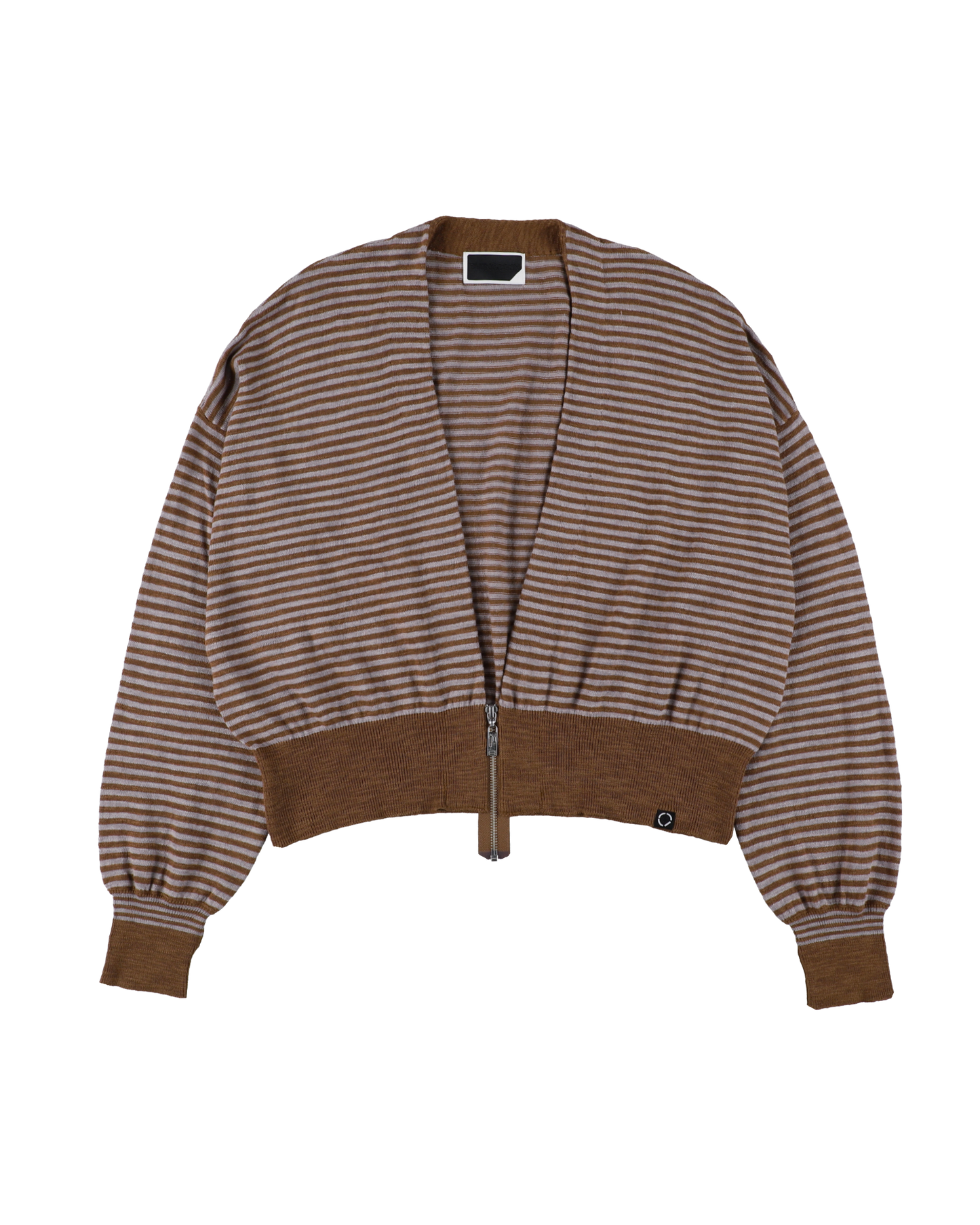 SLAB GAUZE KNIT BOLERO STRIPE BROWN x GREY